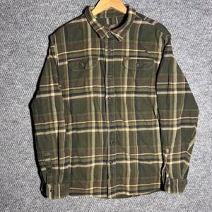 Orvis Flannel Shirt Olive Green Plaid Long Sleeve Heavy Cotton Top Mens Size XXL